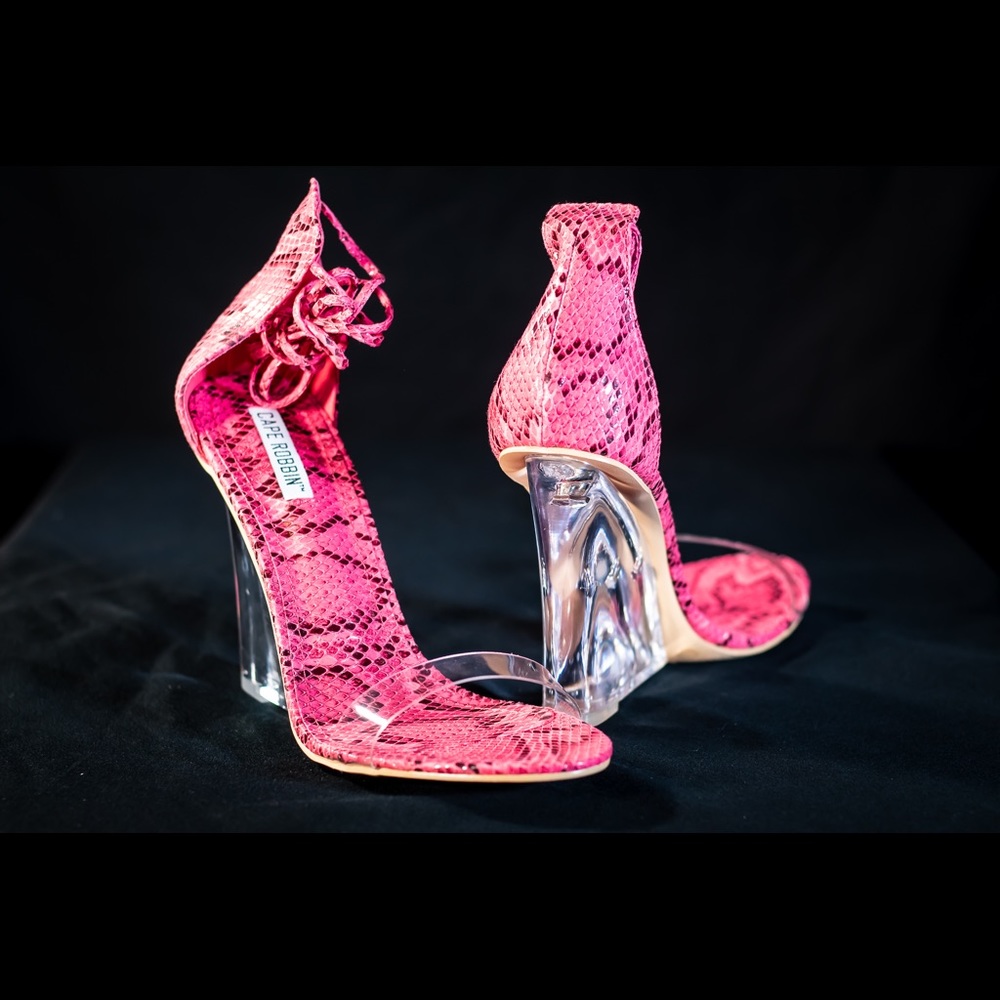 Ankle Wrap Lucite Wedge Sandal